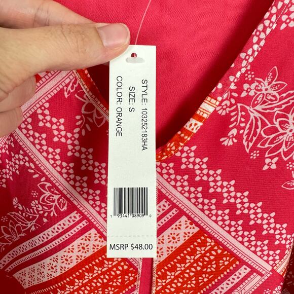 Counterparts | NWT Pink & Orange Layered Flyaway V-neck Sleeveless Tank Blouse - Picture 7 of 10